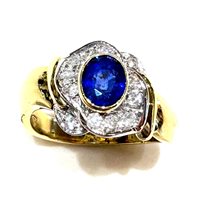 Anneau Sommer Femme Anni '80 in Or jaune Zaffiro blu 0.68 Ct ZAF CT 0.68 DIA CT 0.20 VVS/G - ZAF CT 0.68 DIA CT 0.20 VVS/G